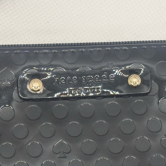 Kate Spade Black Polka Dot Patent Leather Wristlet Clutch | Y2K Chic - Picture 3 of 7